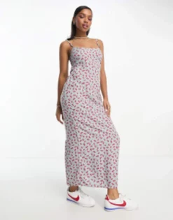 Motel Floral Print Cami Maxi Dress In Baby Blue -RIVER ISLAND || PULL & BEAR || ONLY Sales Store 204979666 4