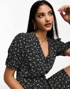 & Other Stories Button Through Mini Dress In Black Floral -RIVER ISLAND || PULL & BEAR || ONLY Sales Store 204980686 4