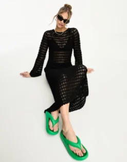 & Other Stories Crochet Maxi Dress In Black -RIVER ISLAND || PULL & BEAR || ONLY Sales Store 204980778 4