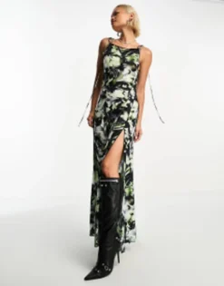 Weekday Quinn Satin Maxi Dress In Multi Print -RIVER ISLAND || PULL & BEAR || ONLY Sales Store 205003004 3