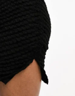 PULL & BEAR Pull&Bear Textured Ruched Side Mini Dress In Black -RIVER ISLAND || PULL & BEAR || ONLY Sales Store 205010271 3