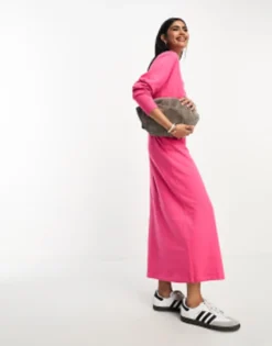 ASOS DESIGN Midi Sweat Dress With Pockets In Black -RIVER ISLAND || PULL & BEAR || ONLY Sales Store 205025582 1 pink