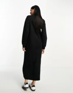 ASOS DESIGN Midi Sweat Dress With Pockets In Black -RIVER ISLAND || PULL & BEAR || ONLY Sales Store 205025652 3