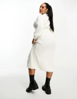 In The Style Plus Exclusive Knitted Wrap Maxi Jumper Dress In Cream -RIVER ISLAND || PULL & BEAR || ONLY Sales Store 205060783 3