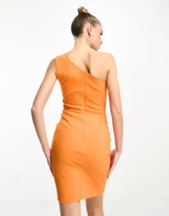 Vesper One Shoulder Bodycon Mini Dress In Orange -RIVER ISLAND || PULL & BEAR || ONLY Sales Store 205069858 4