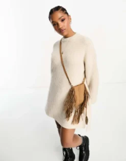 The Frolic Soft Oversized High Neck Jumper Dress In Cream -RIVER ISLAND || PULL & BEAR || ONLY Sales Store 205082857 4