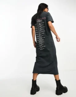 ASOS DESIGN Midi T-shirt Dress With Skull Graphic In Washed Charcoal -RIVER ISLAND || PULL & BEAR || ONLY Sales Store 205142016 3