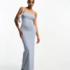 PULL & BEAR Pull&Bear Strappy Soft Shaping Maxi Dress In Blue Grey