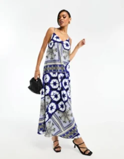 River Island Sleeveless Maxi Dress In Blue