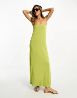 ASOS DESIGN Bandeau Maxi Dress In Chartreuse