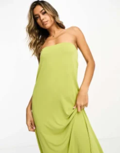 ASOS DESIGN Bandeau Maxi Dress In Chartreuse -RIVER ISLAND || PULL & BEAR || ONLY Sales Store 205206268 3