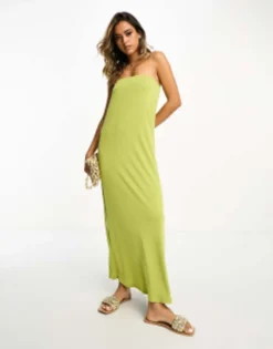 ASOS DESIGN Bandeau Maxi Dress In Chartreuse -RIVER ISLAND || PULL & BEAR || ONLY Sales Store 205206268 4