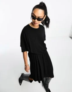 & Other Stories Mini Dress With Drape Detail In Black -RIVER ISLAND || PULL & BEAR || ONLY Sales Store 205215717 3