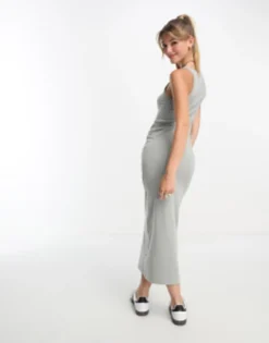 PULL & BEAR Pull&Bear Racer Neck Midaxi Dress In Grey -RIVER ISLAND || PULL & BEAR || ONLY Sales Store 205236059 3