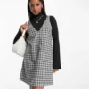 Monki Pinafore Mini Dress In Check