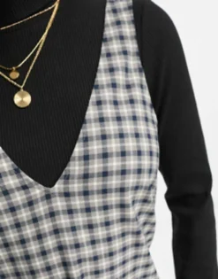 Monki Pinafore Mini Dress In Check -RIVER ISLAND || PULL & BEAR || ONLY Sales Store 205258345 4