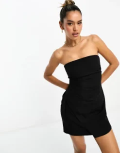 Stradivarius Tailored Wrap Mini Dress In Black