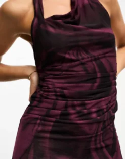 ASOS DESIGN Asymmetric Wrap Round Midi Dress In Smudge Print -RIVER ISLAND || PULL & BEAR || ONLY Sales Store 205327067 3