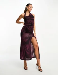 ASOS DESIGN Asymmetric Wrap Round Midi Dress In Smudge Print -RIVER ISLAND || PULL & BEAR || ONLY Sales Store 205327067 4