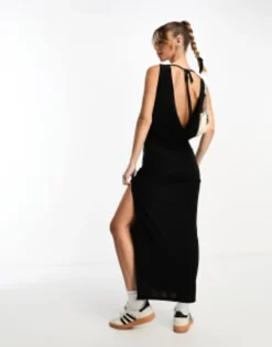 ASOS DESIGN Slash Neck Cowl Back Maxi Dress In Black