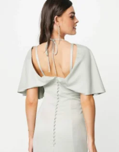 ASOS DESIGN Bridesmaid Drape Back Satin Maxi Dress With Button Back Detail -RIVER ISLAND || PULL & BEAR || ONLY Sales Store 22163115 3