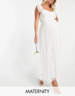 Anaya With Love Maternity Tulle Midaxi Dress In White