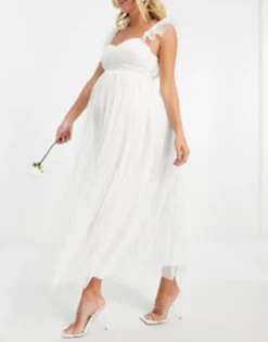 Anaya With Love Maternity Tulle Midaxi Dress In White -RIVER ISLAND || PULL & BEAR || ONLY Sales Store 22164150 4