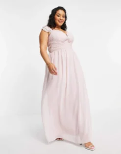 Little Mistress Plus Embellished Flutter Sleeve Twist Waist Maxi Dress In Blush -RIVER ISLAND || PULL & BEAR || ONLY Sales Store 22895626 4