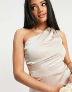 TFNC One Shoulder Midi Dress In Mink - PINK -RIVER ISLAND || PULL & BEAR || ONLY Sales Store 23476171 3